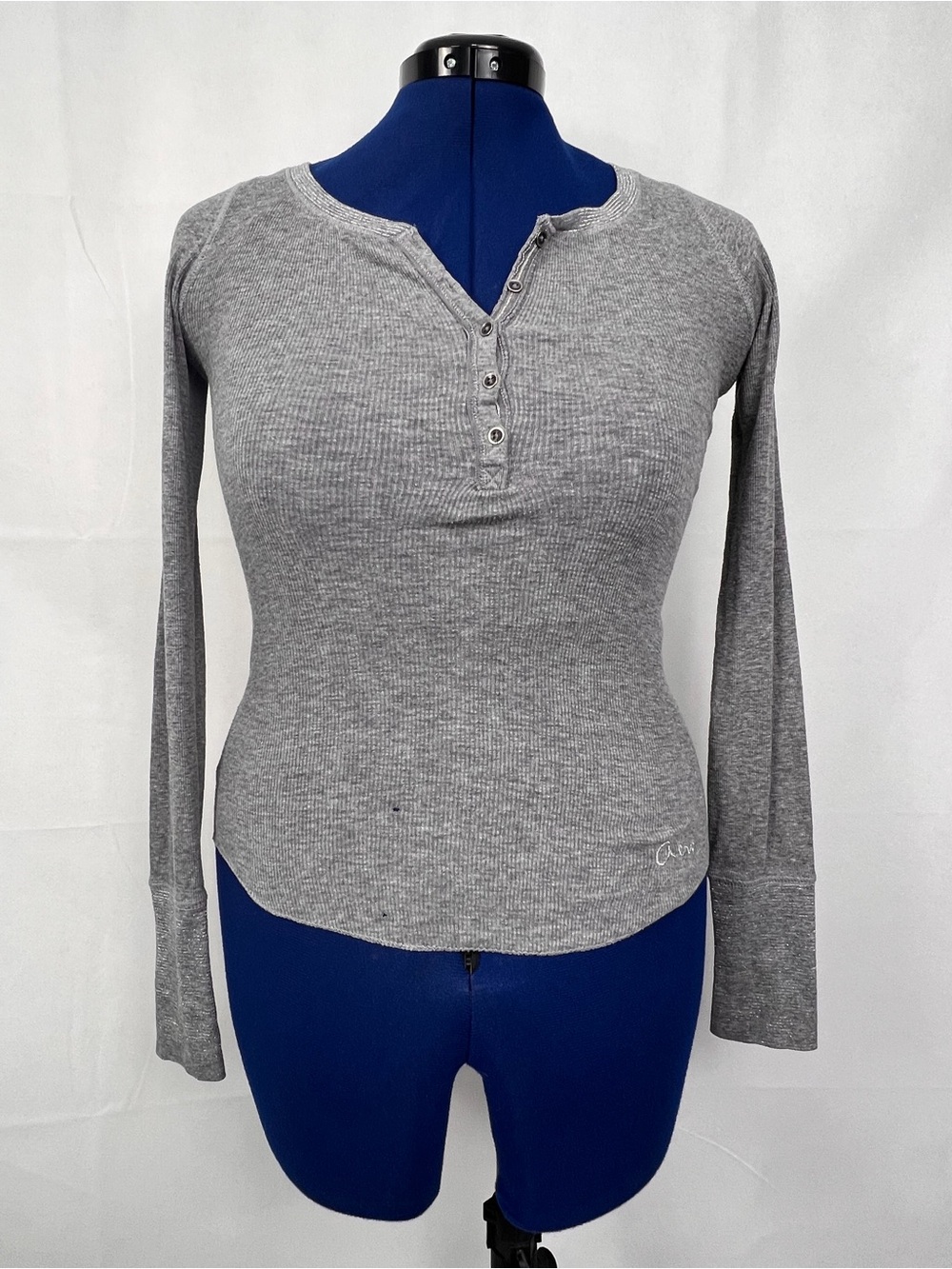 Aeropostale Ribbed Henley Long Sleeve Top, Size: X-Small